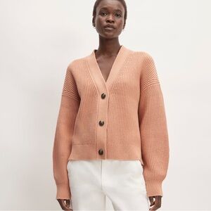 Everlane boxy cardigan in 100% cotton, blush pink
